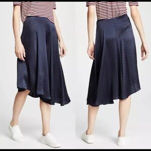 Vince Silk Asymmetric Leaf Navy Skirt- size small